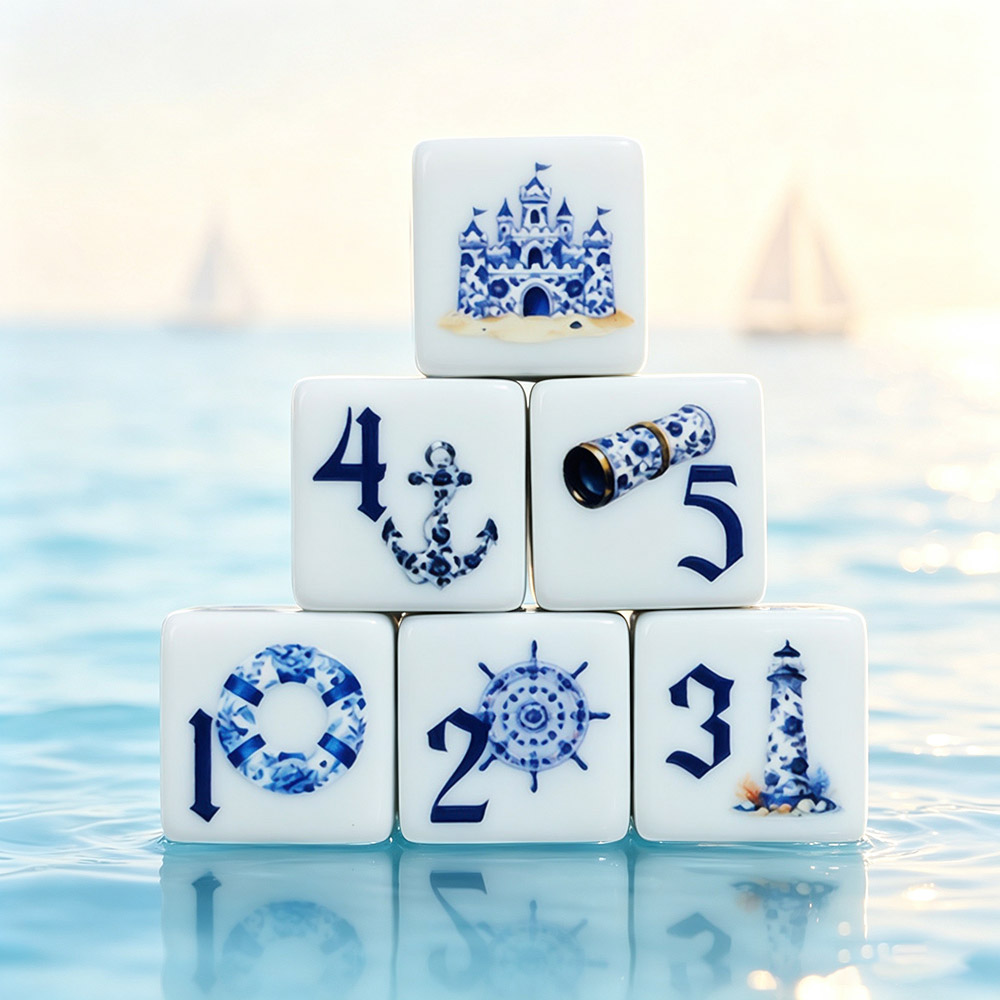 Board Game Arena - 12개 블루 해양풍 16MM 프린트 D6