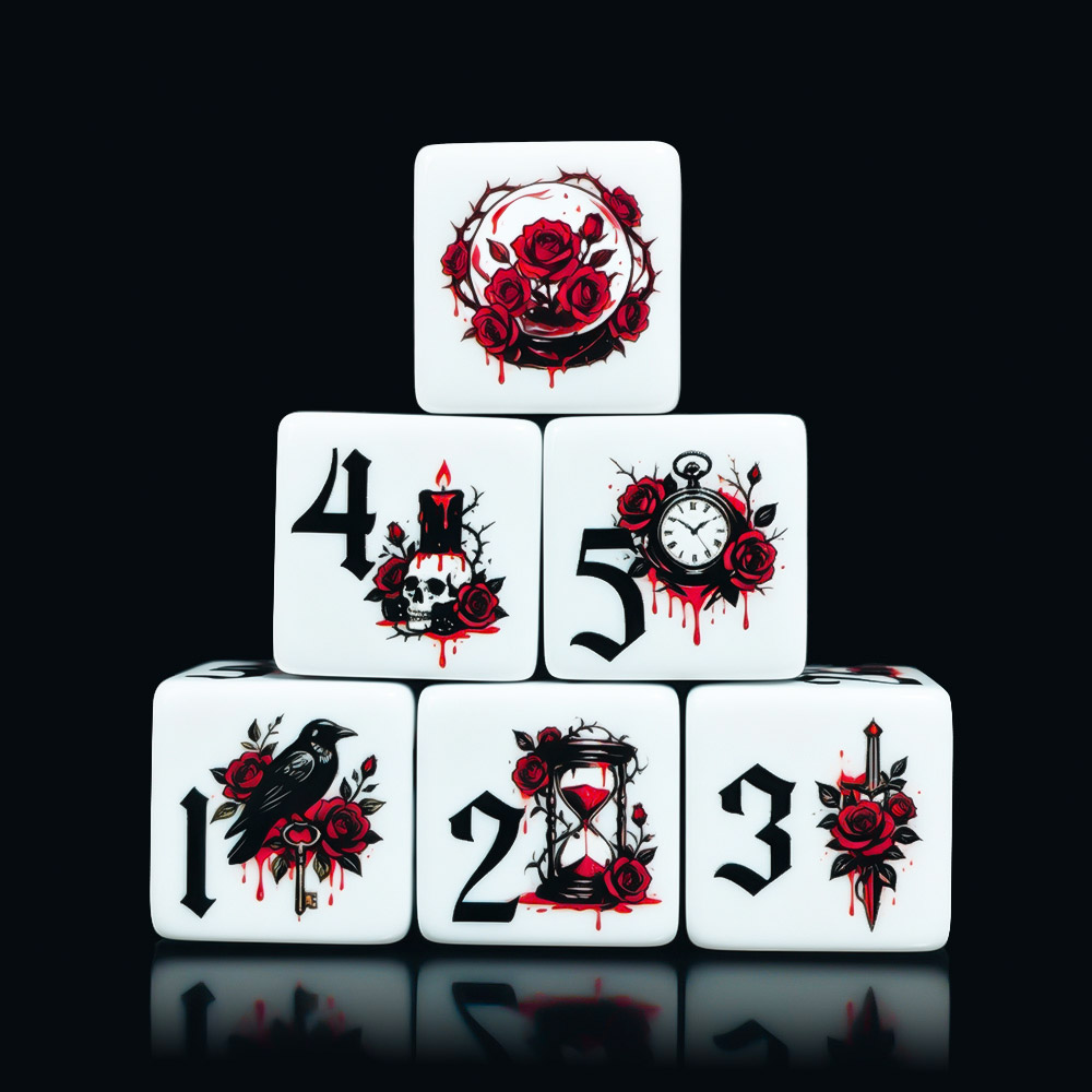 12개 고딕 로즈 16MM 프린트 D6 아크릴 주사위, - Board Game Arena 리뷰 및 가격