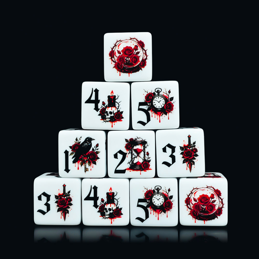 12개 고딕 로즈 16MM 프린트 D6 아크릴 주사위, - Board Game Arena 리뷰 및 가격