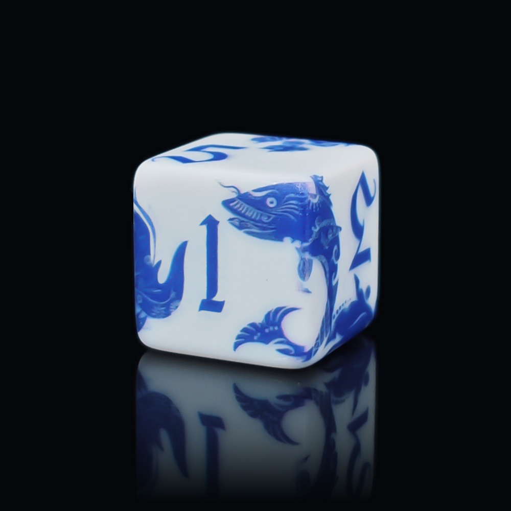 12개 블루 앤 화이트 도자기 잉어 모양 D6 주사위, - Board Game Arena 리뷰 및 가격