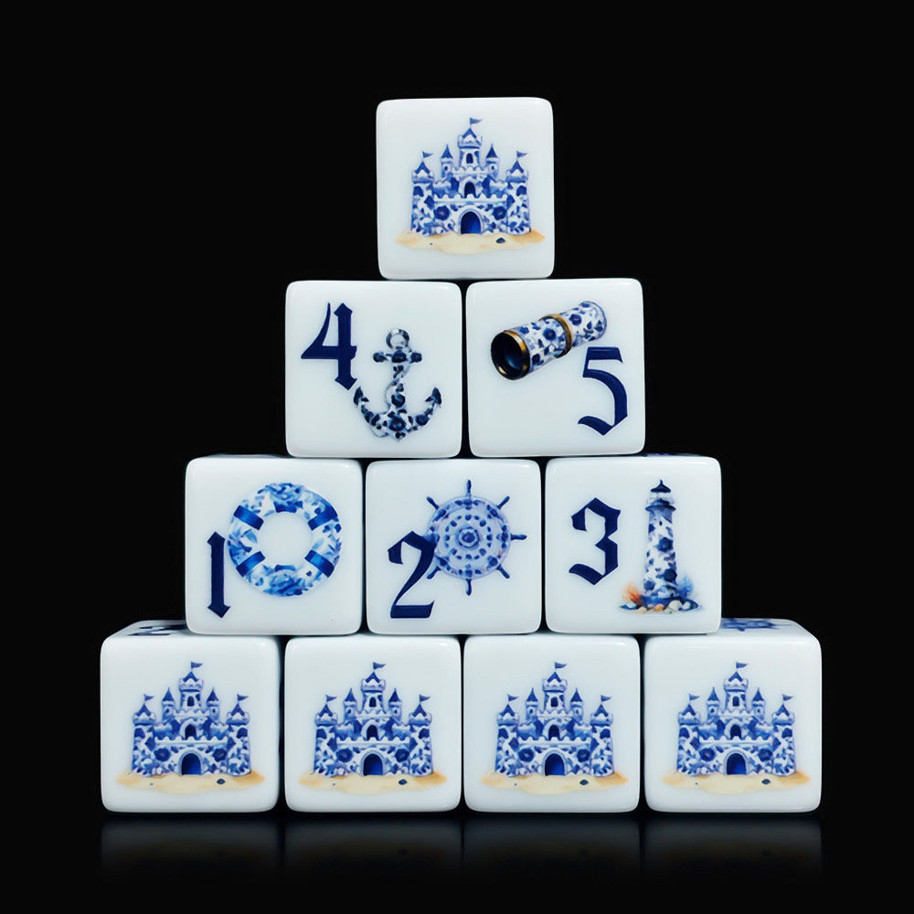 12개 블루 해양풍 16MM 프린트 D6 아크릴 주사위 - Board Game Arena 리뷰 및 가격